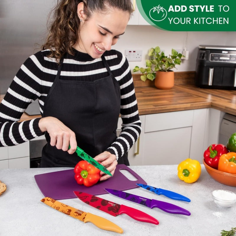 Granite Non-Stick Kitchen Knife Set 5pcs - Multiple Colours, by Nuovva