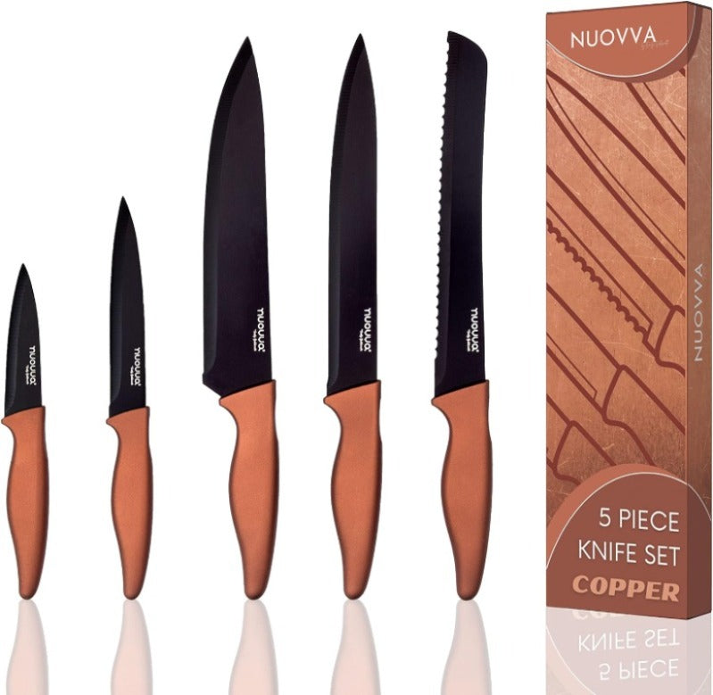 Granite Non-Stick Kitchen Knife Set 5pcs - Multiple Colours, by Nuovva
