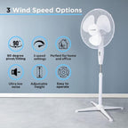 Oscillating 3-Speed Pedestal Fan (16inch) Black/White