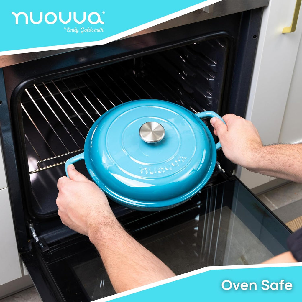 Shallow Cast Iron Dutch Oven Casserole Pot (Multiple Colours & Sizes) by Nuovva