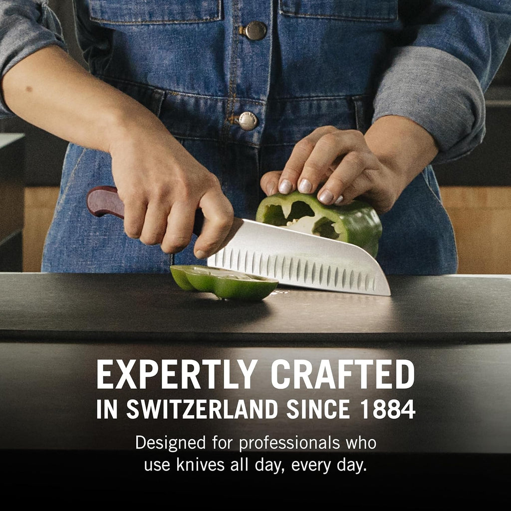 Victorinox Santoku Knife Rosewood with Fluted Edge in Gift Box | Brown