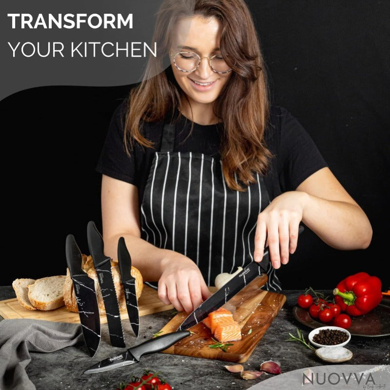 Granite Non-Stick Kitchen Knife Set 5pcs - Multiple Colours, by Nuovva