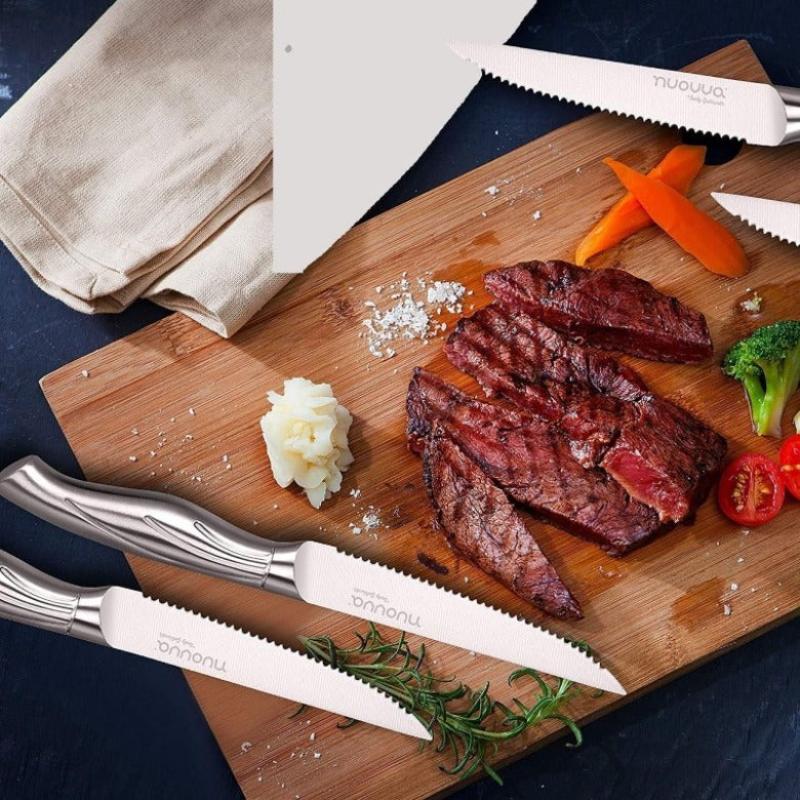 Stainless Steel Knife Set with Hardwood Block (Multiple Quantities: 5pcs, 14pcs), by Nuovva