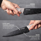 Granite Non-Stick Kitchen Knife Set 5pcs - Multiple Colours, by Nuovva