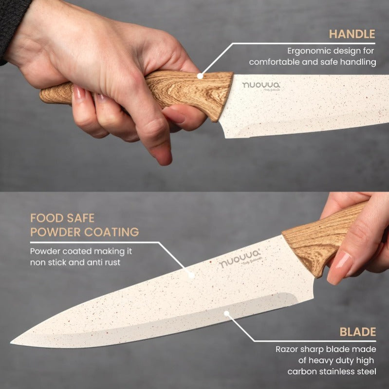 Granite Non-Stick Kitchen Knife Set 5pcs - Multiple Colours, by Nuovva