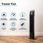 Electric Oscillating Tower Fan - 33 Inches (Black/White)