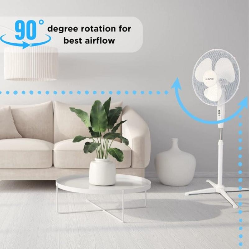 Oscillating 3-Speed Pedestal Fan (16inch) Black/White