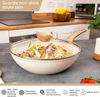 Induction Non-Stick Wok Pan – Deep Stir Fry Pan With Lid - 28cm (Multiple Colours), by Nuovva