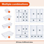 Clear Drawer Organiser Set (Multiple Quantities)  12, 16, 21 & 25 pcs, by Stackzy
