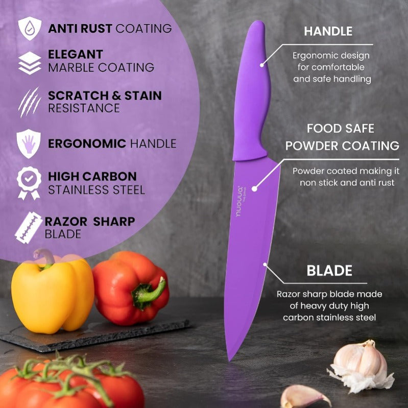 Granite Non-Stick Kitchen Knife Set 5pcs - Multiple Colours, by Nuovva