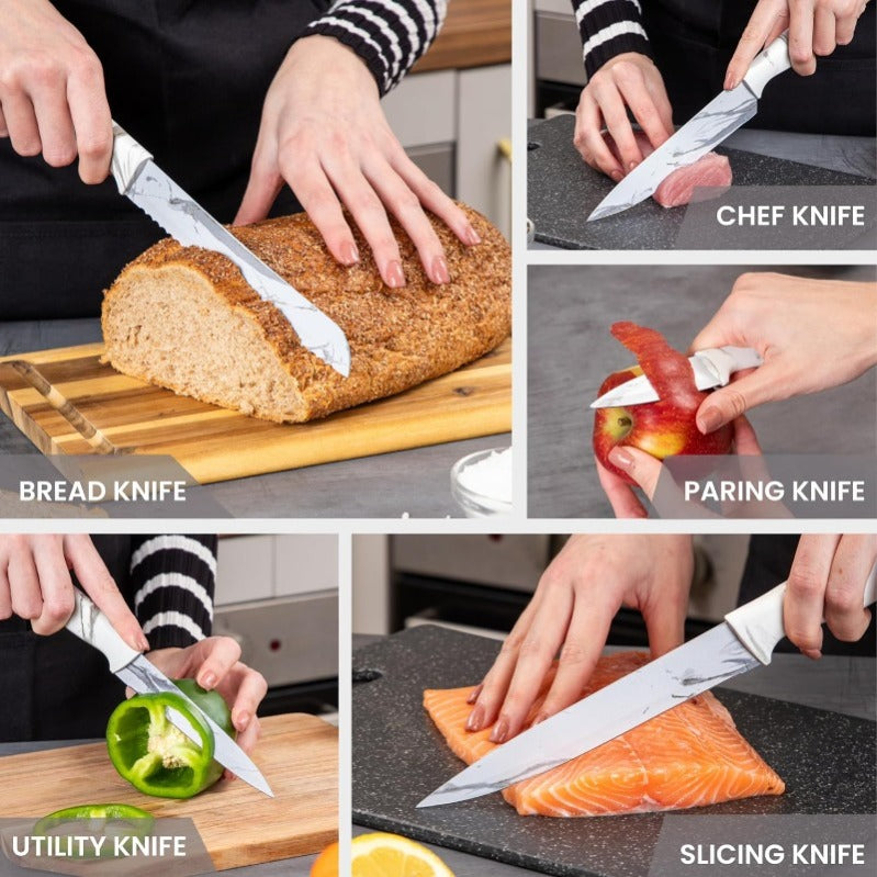 Granite Non-Stick Kitchen Knife Set 5pcs - Multiple Colours, by Nuovva