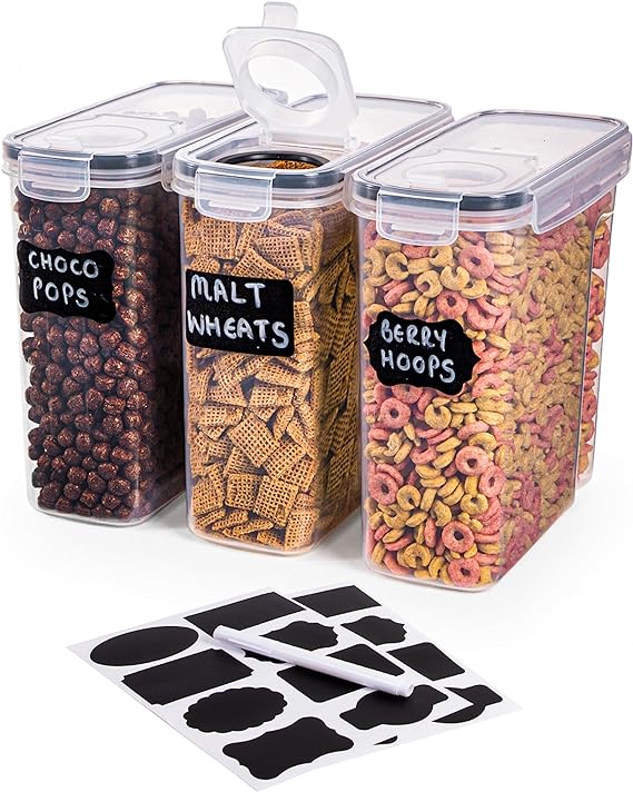 Airtight BPA-Free Cereal Food Storage Containers – 2.5L (Sets of 2,3,4,6 & 8) by Nuovva