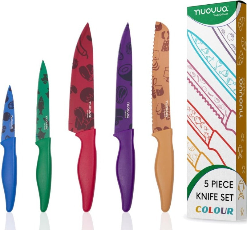 Granite Non-Stick Kitchen Knife Set 5pcs - Multiple Colours, by Nuovva