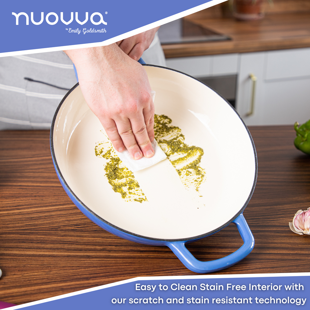 Shallow Cast Iron Dutch Oven Casserole Pot - 3.9L - 30cm (Multiple Colours) by Nuovva