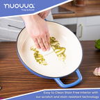 Dark Blue Shallow Cast Iron Dutch Oven Casserole Pot - 3.9L - 30cm by Nuovva