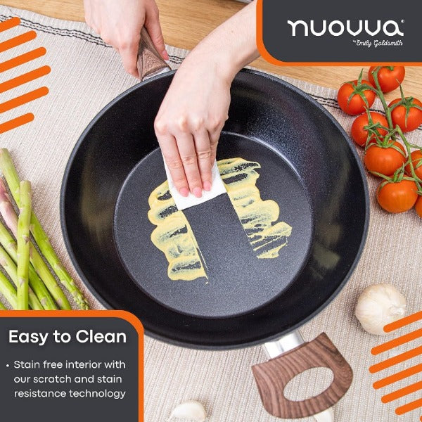 Induction Non-Stick Sauté Pan With Lid – 28cm (Multiple Colours) by Nuovva