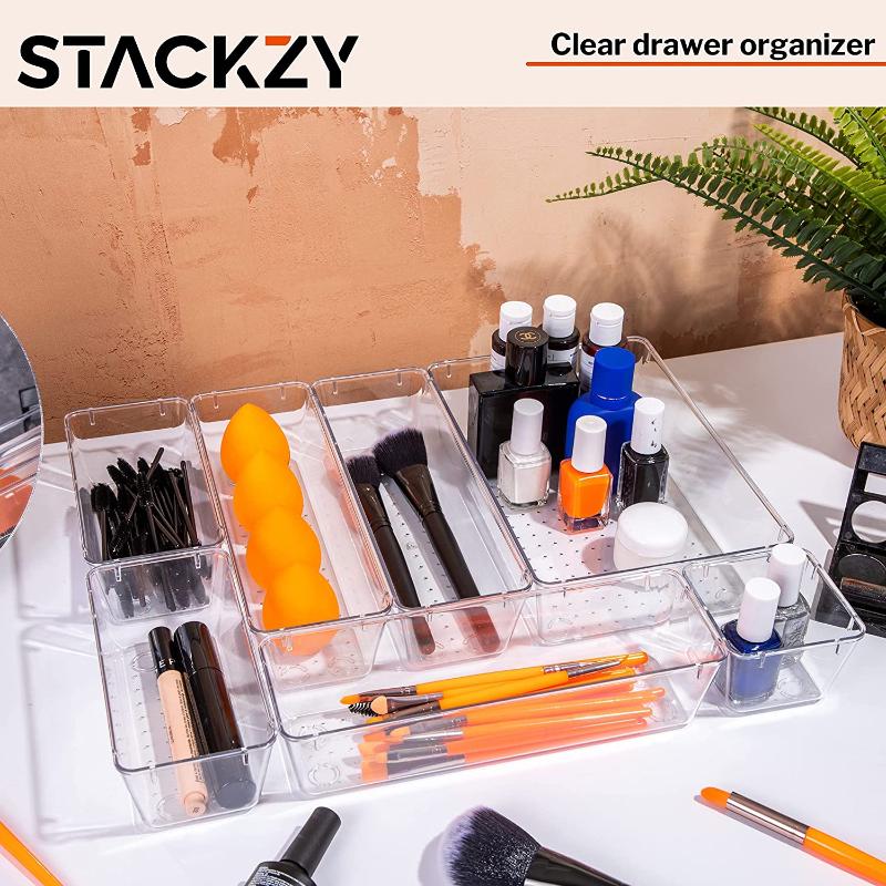 Clear Drawer Organiser Set - 21 pcs, by Stackzy