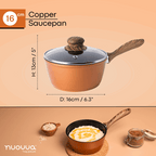 Copper Non-Stick Saucepan with Lid -16cm, by Nuovva