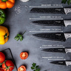 Granite Non-Stick Kitchen Knife Set 5pcs - Multiple Colours, by Nuovva