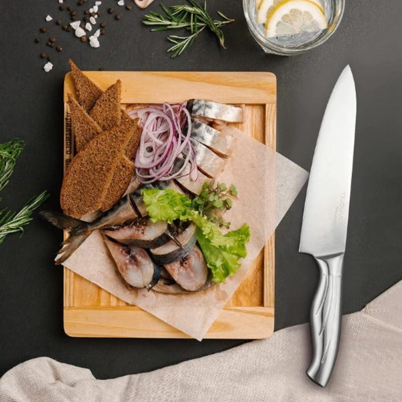 Stainless Steel Kitchen Knife Set with Rotating Block 7-Piece Set, by Nuovva