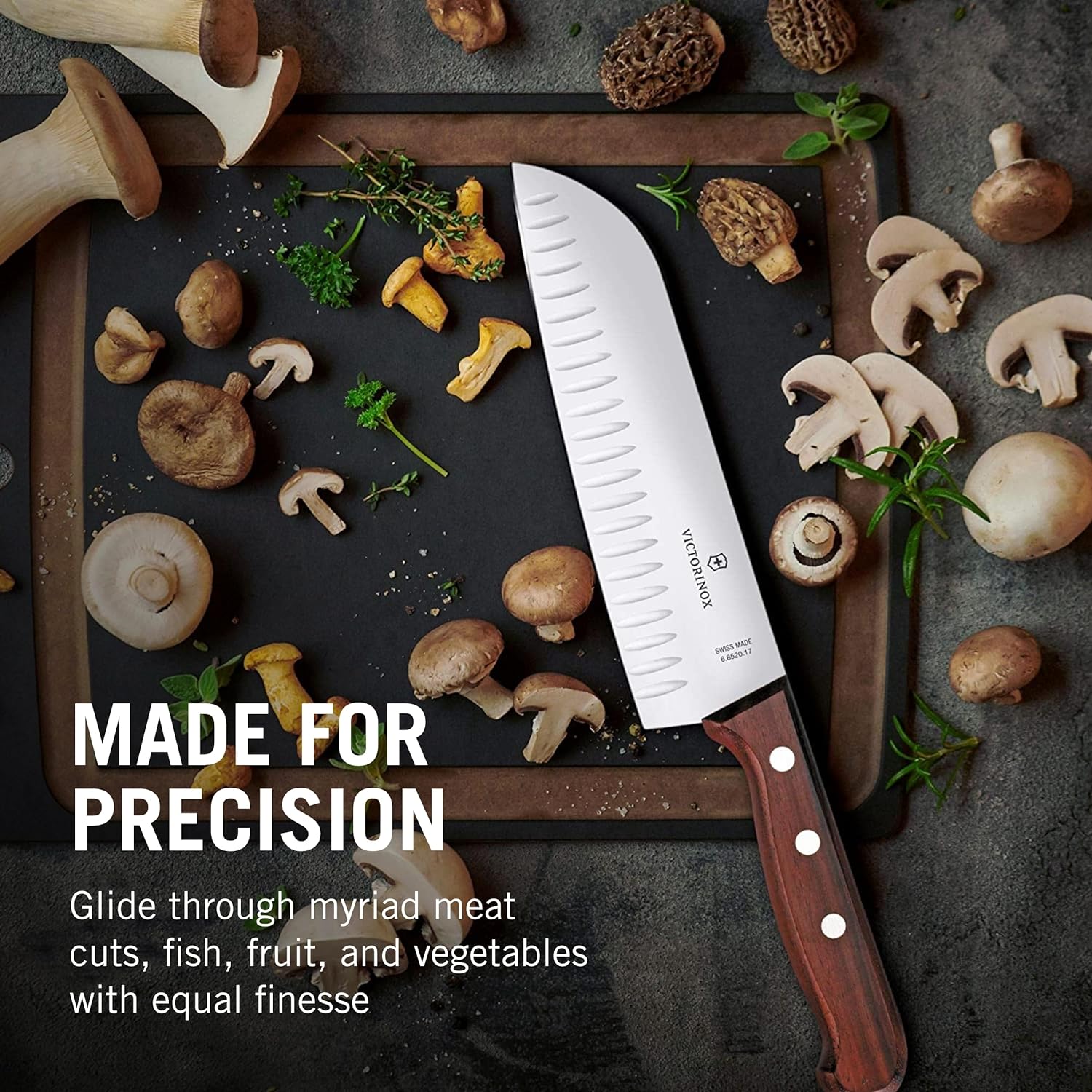 Victorinox Santoku Knife Rosewood with Fluted Edge in Gift Box | Brown