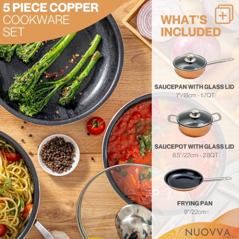 Kitchen Cookware Set with Lids – 5-Pieces (Multiple Colours)