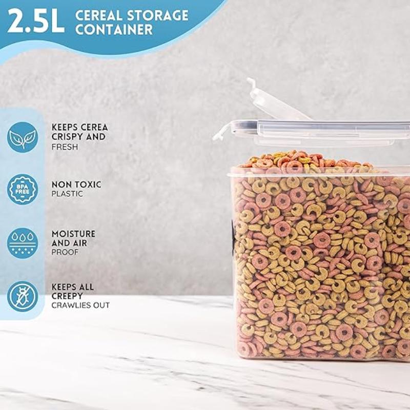 Airtight BPA-Free Cereal Food Storage Containers – 2.5L (Sets of 2,3,4,6 & 8) by Nuovva