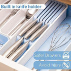 Sky Blue Expandable Cutlery Drawer Organiser Divider, by Nuovva