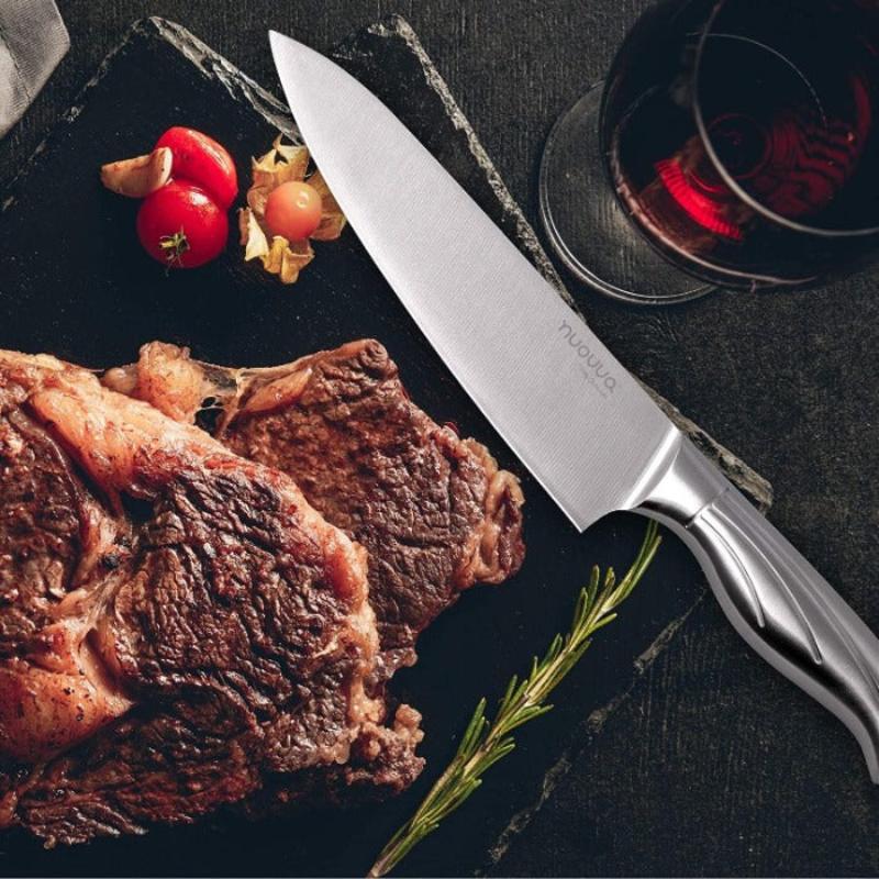 Stainless Steel Knife Set with Hardwood Block (Multiple Quantities: 5pcs, 14pcs), by Nuovva