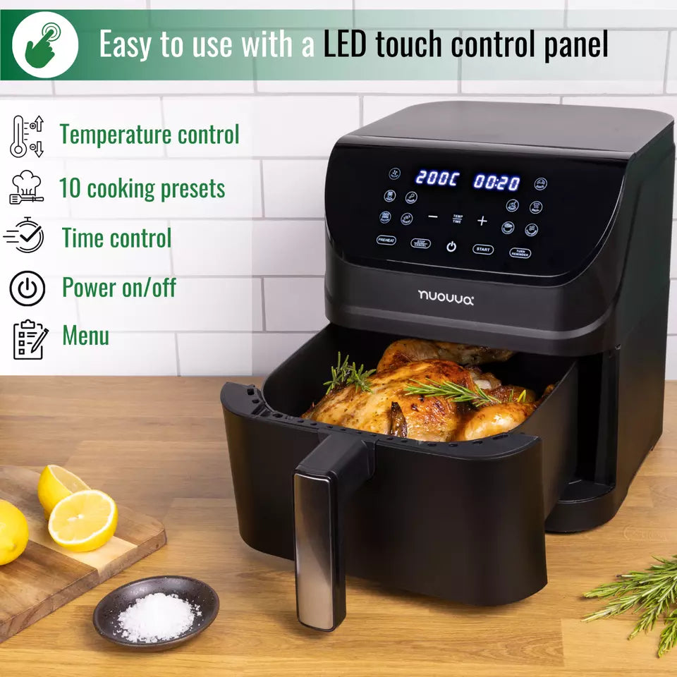 Air Fryer Oven Dual Compartments With 10 Preset Functions – 6.5L, 1500W by Nuovva