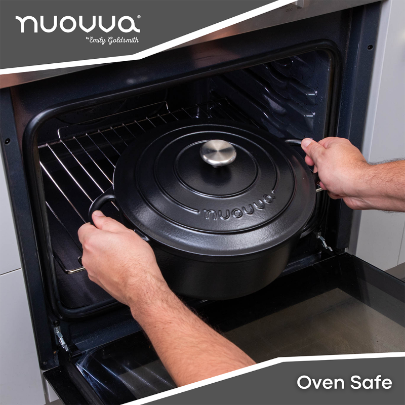 Black Enamelled Cast Iron Casserole Pot - 28cm - 6L