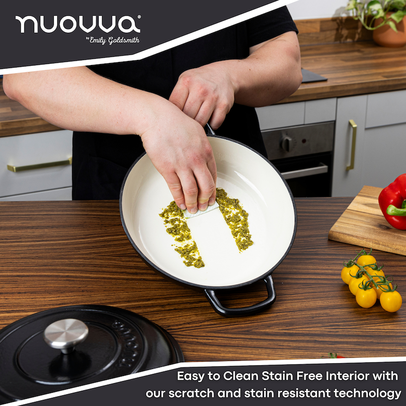 Shallow Cast Iron Dutch Oven Casserole Pot (Multiple Colours & Sizes) by Nuovva