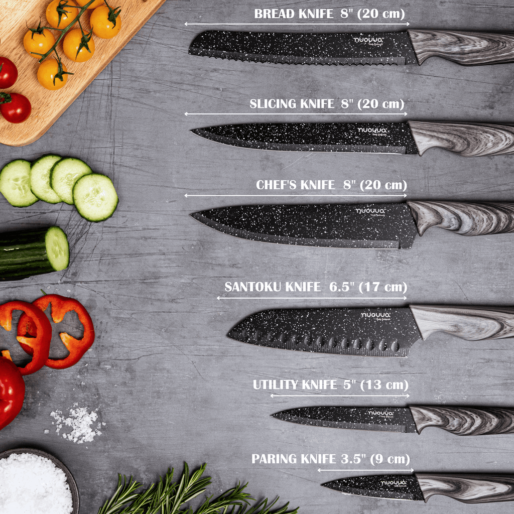 Professional Kitchen Knife Set with Acrylic Block - 17 Pieces (Multiple Colours), by Nuovva