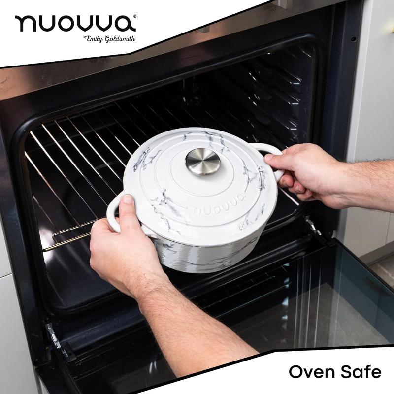 Marble Cast Iron Dutch Oven with Lid, Casserole Pot - 24cm -4.7L