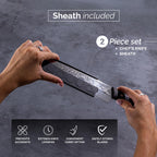 Damascus Chef’s Knife – 67-Layer Steel, Rosewood Handle – 8 inch by Nuovva