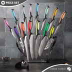 Professional Kitchen Knife Set with Acrylic Block - 17 Pieces (Multiple Colours), by Nuovva