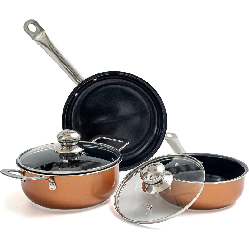 Kitchen Cookware Set with Lids – 5-Pieces (Multiple Colours)