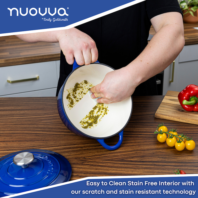 Dark Blue Cast Iron Dutch Oven, Casserole Pot - 22cm - 2.9L