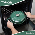 Dark Green Shallow Cast Iron Dutch Oven Casserole Pot - 2.2L - 26cm, by Nuovva