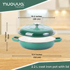 Shallow Cast Iron Dutch Oven Casserole Pot (Multiple Colours & Sizes) by Nuovva