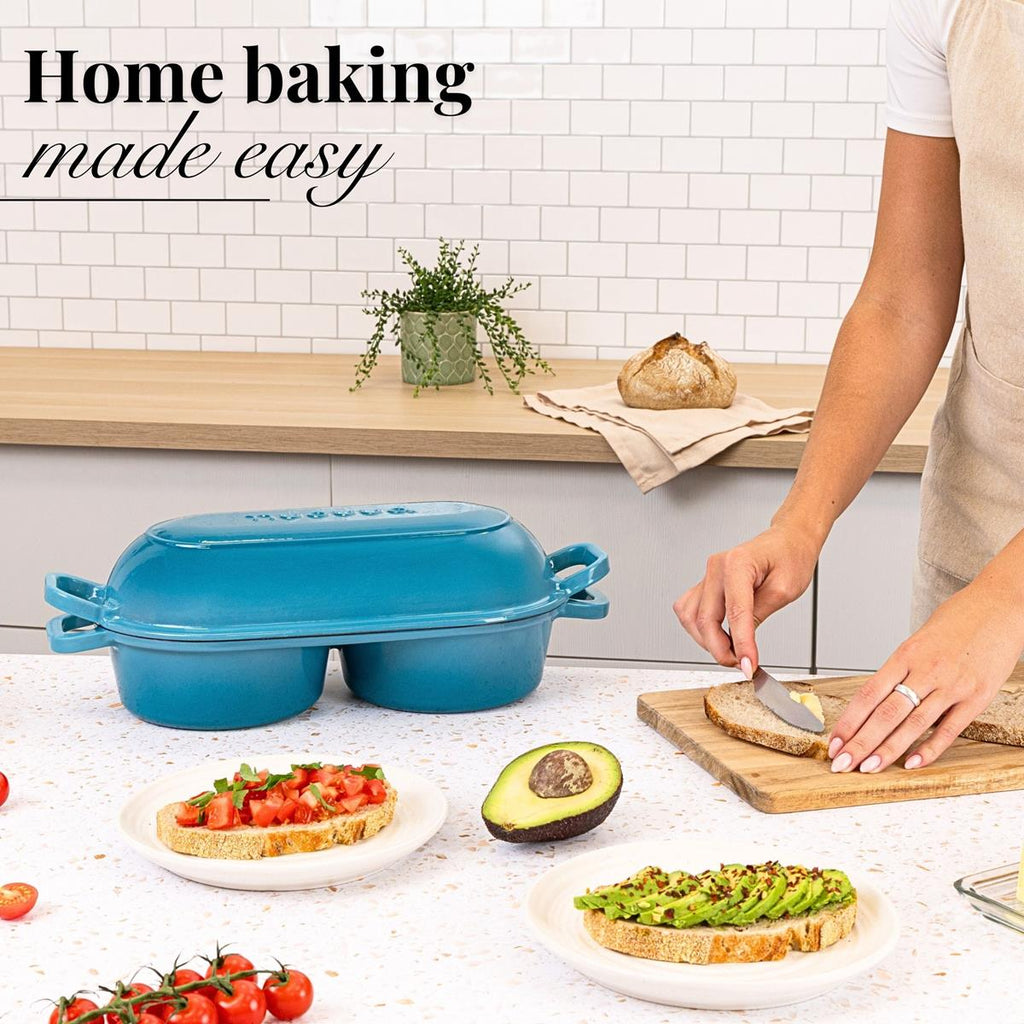 Cast Iron Dutch Oven – Double Round Bread Loaf Pot – 16cm Diameter, (Multiple Colours), by Nuovva