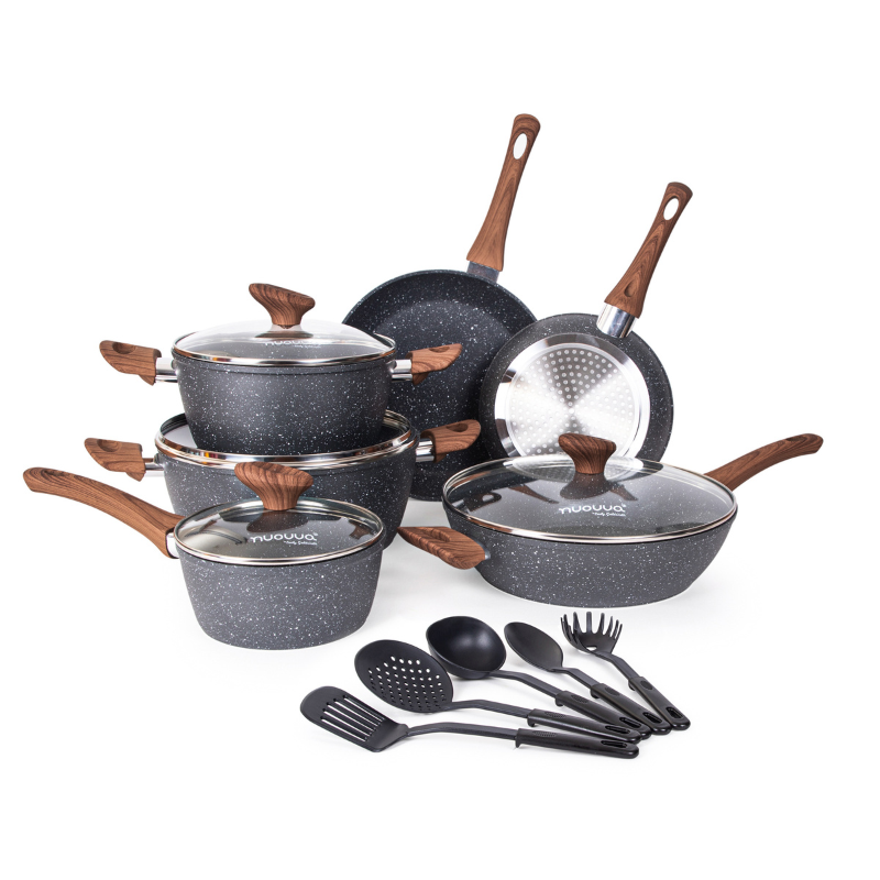 Granite Kitchen Cookware Set of 35, 15, 8, 5pcs with Lids (Multiple Set Sizes)
