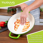 Shallow Cast Iron Casserole Dish with Lid - 32cm - 3.5L (Multiple Colours), by Nuovva