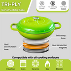 Shallow Cast Iron Casserole Dish with Lid - 32cm - 3.5L (Multiple Colours), by Nuovva