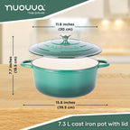 Enemalled Cast Iron Dutch Oven, Casserole Pot - 30cm - 6.9L (Multiple Colours)
