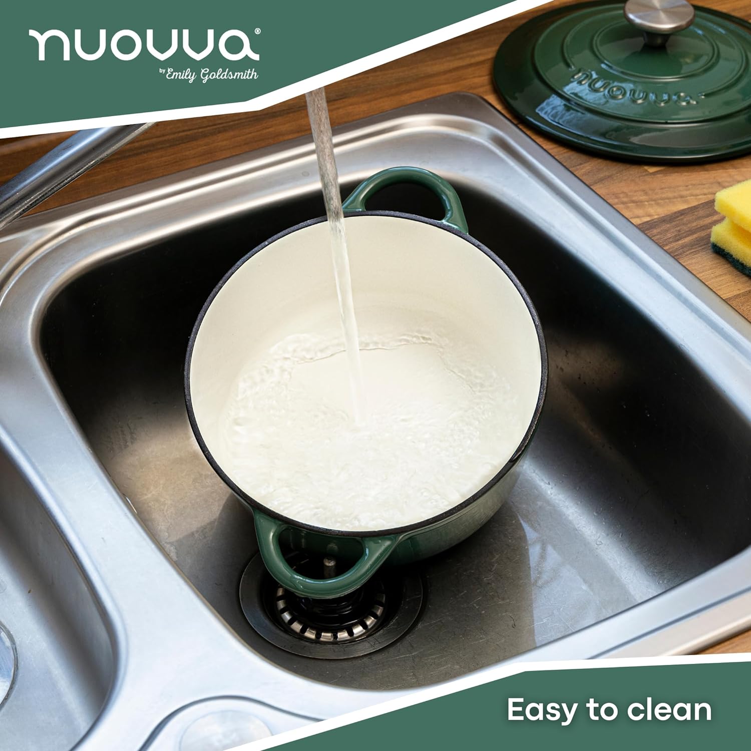 Dark Green Cast Iron Dutch Oven Casserole Pot - 22cm - 2.9L