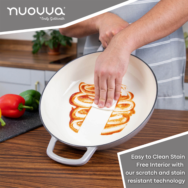 Shallow Cast Iron Dutch Oven Casserole Pot (Multiple Colours & Sizes) by Nuovva