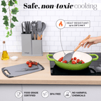 17pcs Grey Kitchen Utensil & Knife Set with Block & Chopping Board, By Nuovva