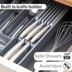 Grey Expandable Cutlery Drawer Organiser Divider, by Nuovva