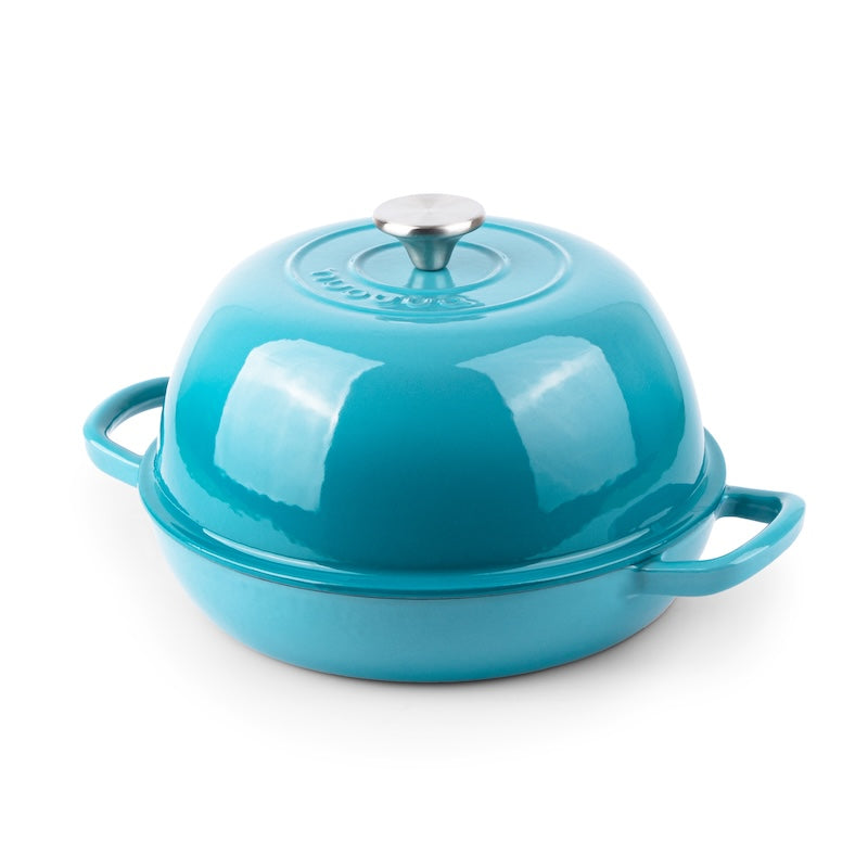 Light Blue Enamelled Cast Iron Dutch Oven Bread Pot - 5.6 Lite - 26cm, by Nuovva